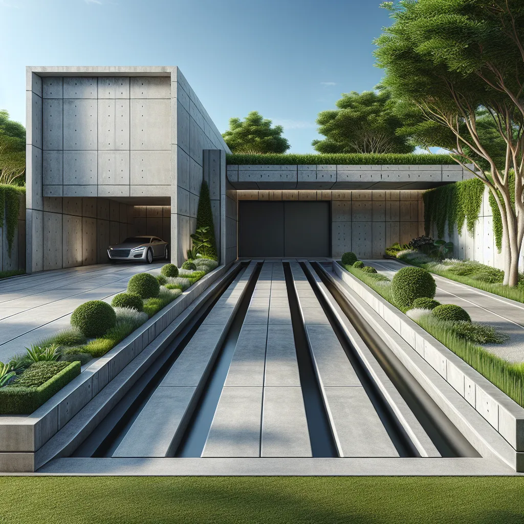 Nowoczesne betonowe kanały samochodowe dla garażu i ogrodu